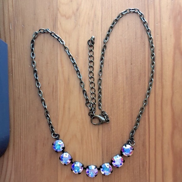 Jewelry - Antique Brass Aurora Borealis Crystal Necklace